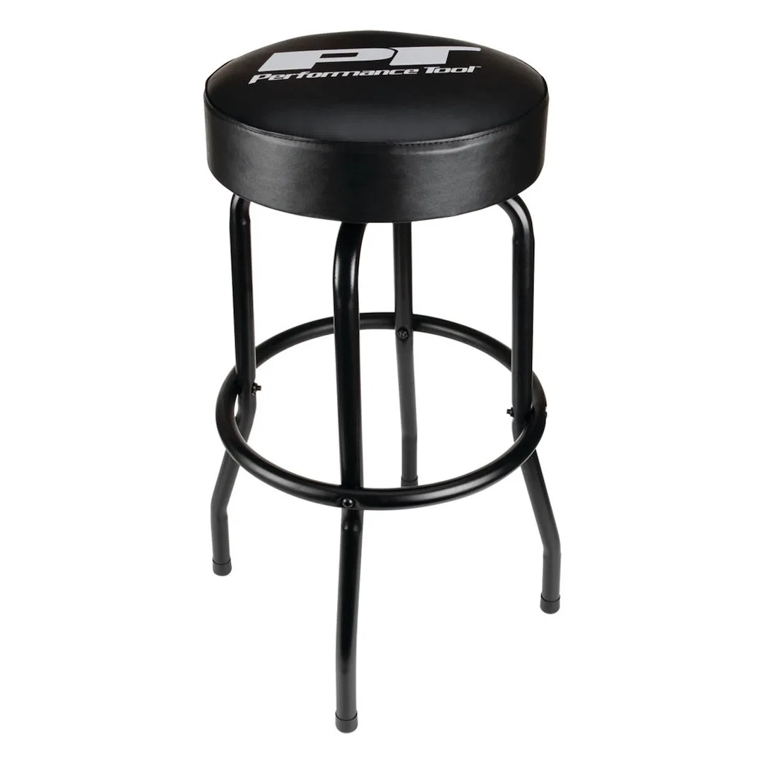 W85010 – PERFORM TOOL Stool, 14 Inch Round Vinyl Fully Padded Seat Swivel Chrome Plated Legs Without Back